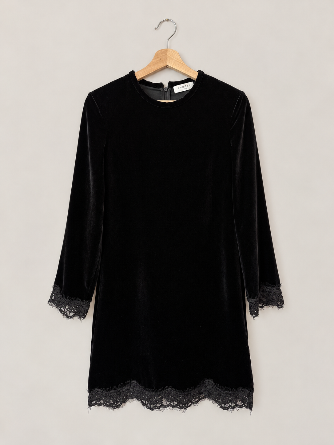 Sandro Black Velvet Lace Dress