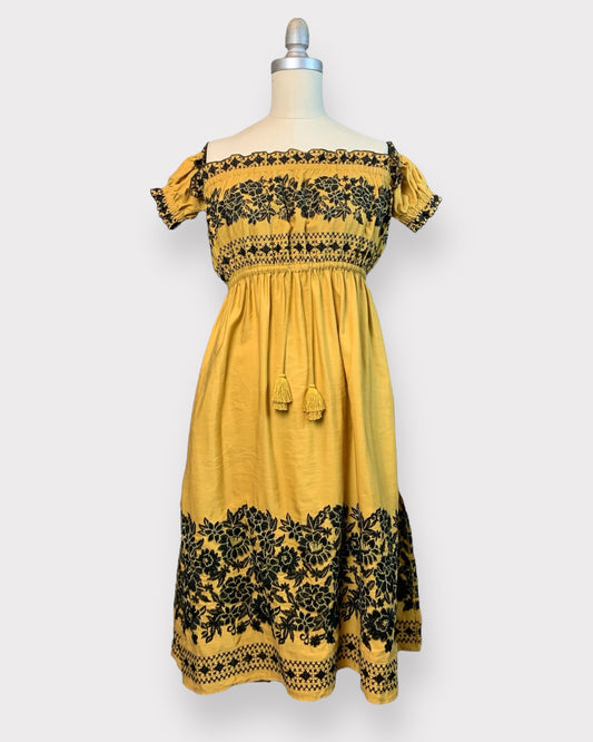 Robe fleurs brodées jaune et noire,  Spell & the gypsy , XXS