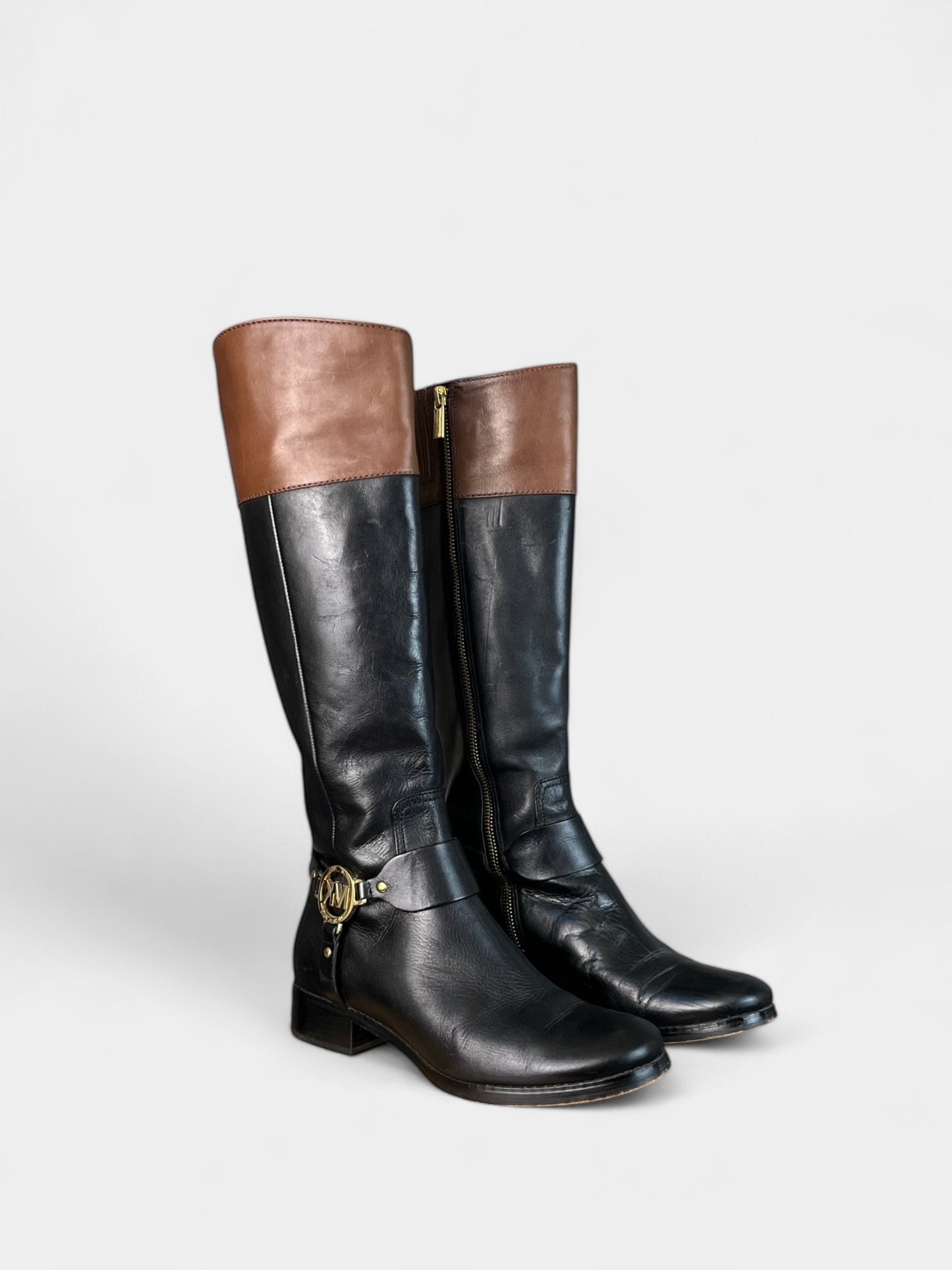 Botte en cuir Marron et noir Michael Kors, 7.5