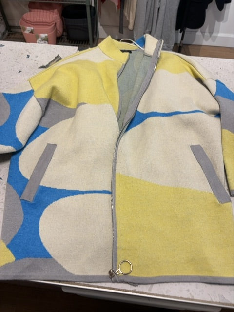 Veste tricot avec zip Jaune blanc bleu gris Parfois